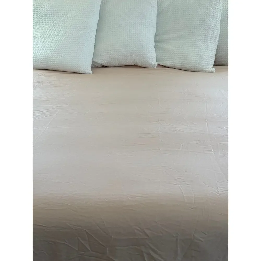 Pure Fiber Bamboo Queen Flat Sheet Blush Pink Viscose Cooling Soft Bedding Linen